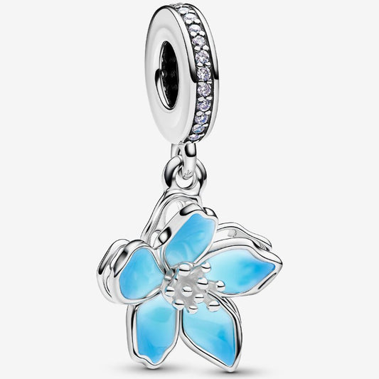 Charm Pendente Fiore di ciliegio blu