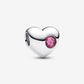 Charm Cuore con Pietra Rosa Scuro Ottobre da incidere
