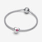 Charm Cuore con Pietra Rosa Scuro Ottobre da incidere