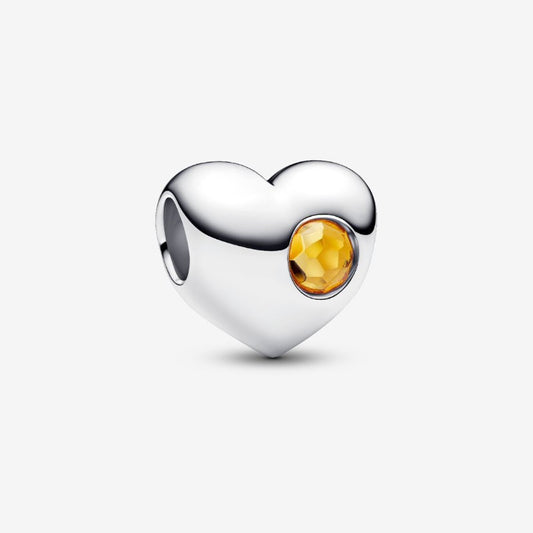 Charm Cuore con Pietra Miele Novembre da incidere