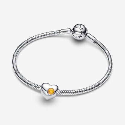 Charm Cuore con Pietra Miele Novembre da incidere