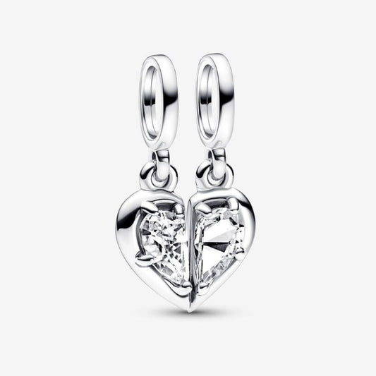 Divisible Mother and Daughter Heart Pendant Charm