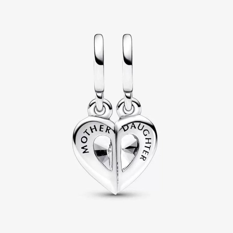 Divisible Mother and Daughter Heart Pendant Charm