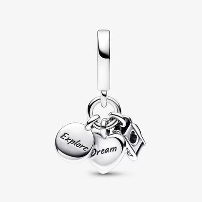 Charm Pendente Fotocamera, Cuore e Bussola
