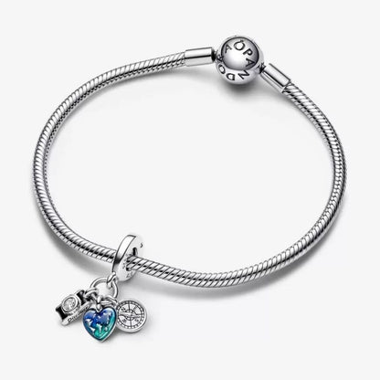 Charm Pendente Fotocamera, Cuore e Bussola