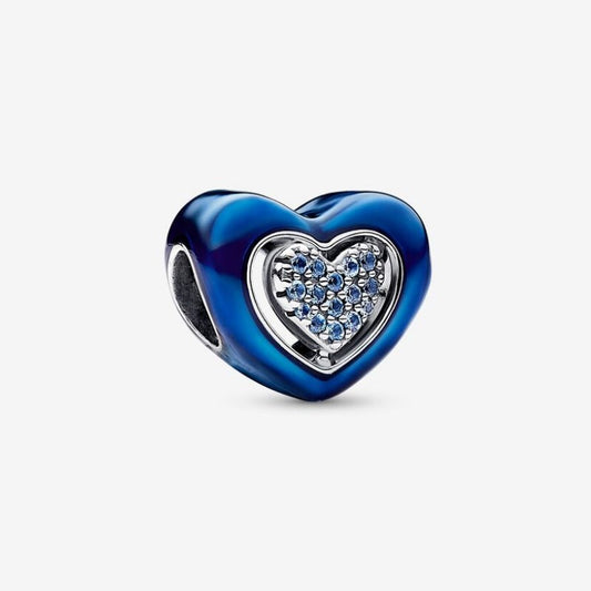 Charm de corazón azul giratorio