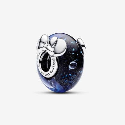 Disney Charm, Mickey and Minnie, Blue Murano Glass