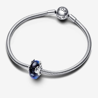 Disney Charm, Mickey and Minnie, Blue Murano Glass