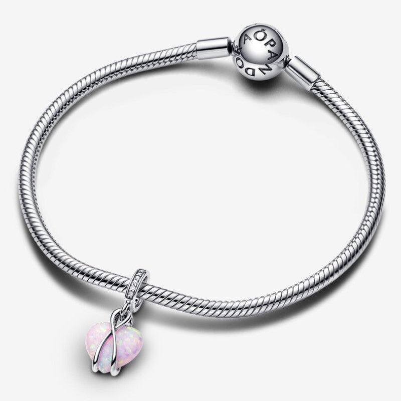 Charm Pendente Cuore di Mamma Rosa Opalescente