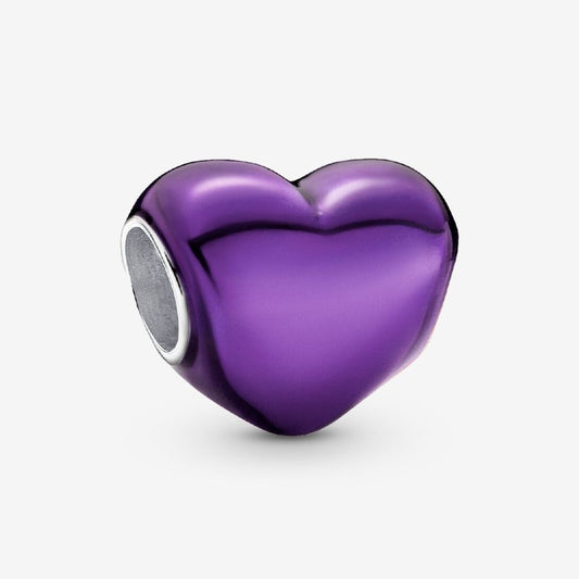 Charm Cuore Metallico Viola