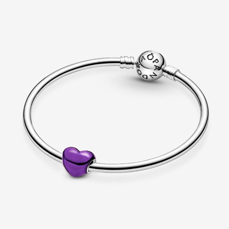 Charm Cuore Metallico Viola