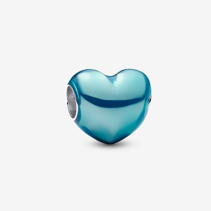 Charm Cuore Metallico Azzurro