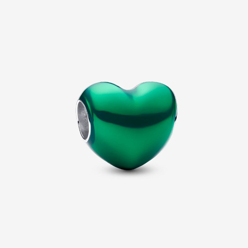 Charm Cuore Metallico Verde