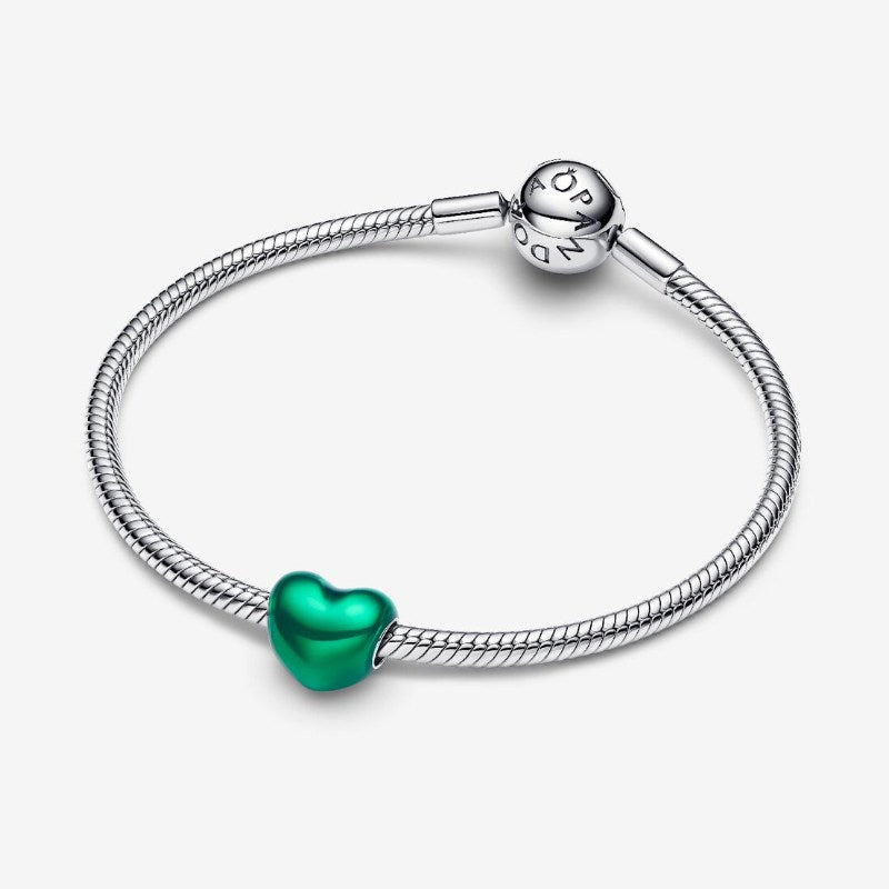 Charm Cuore Metallico Verde