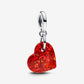 Charm Pendente Cuore Opale Rosso