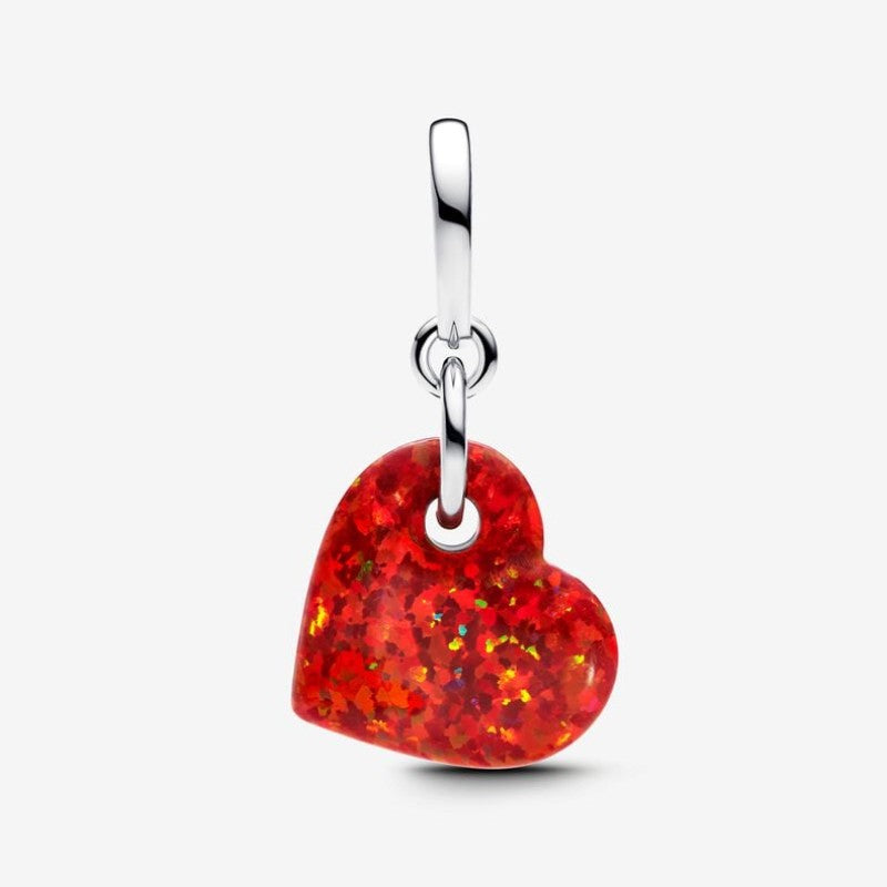 Charm Pendente Cuore Opale Rosso