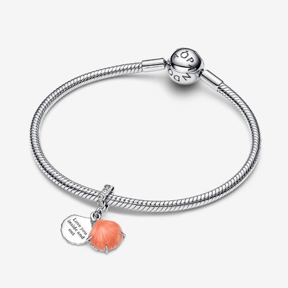 Charm Pendente Doppio Conchiglia Color Corallo