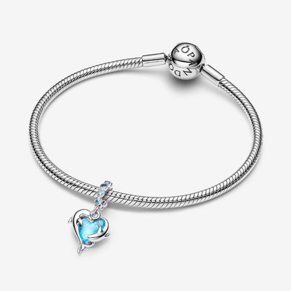 Charm Pendente Delfini e Cuore Vetro di Murano