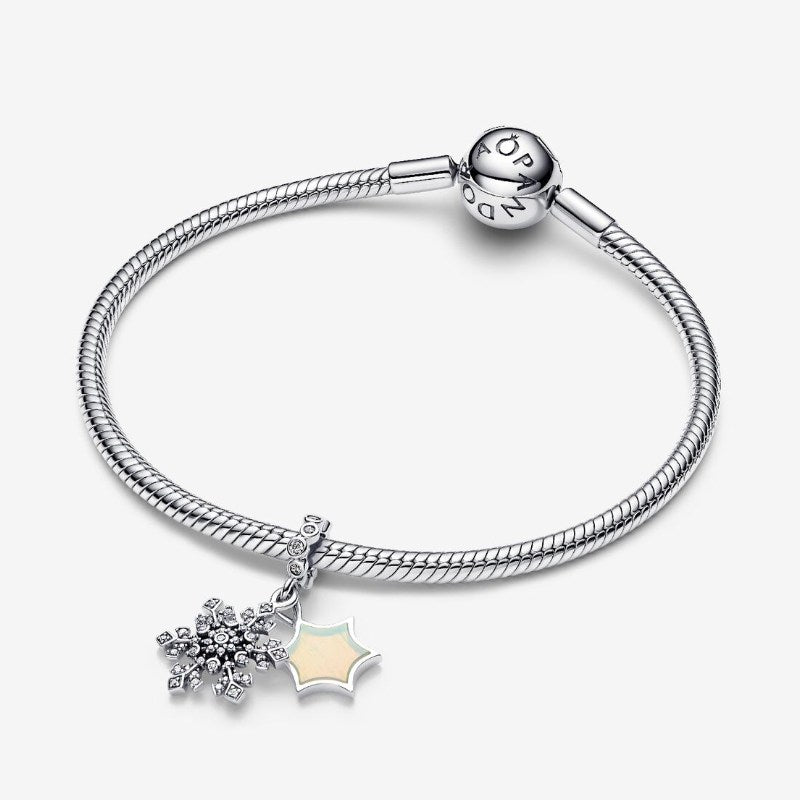Charm pendente doppio Fiocco di neve opalescente