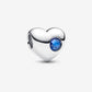 Charm Cuore con Pietra Blu Settembre da Incidere