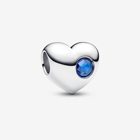 Charm Cuore con Pietra Blu Settembre da Incidere