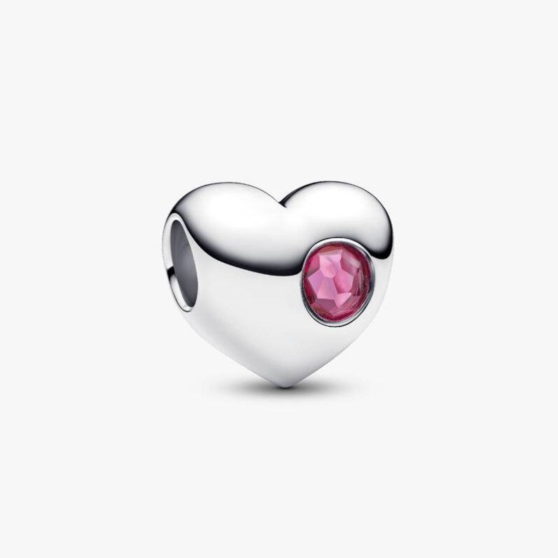 Cuore con Pietra Rosa Scuro Ottobre da incidere