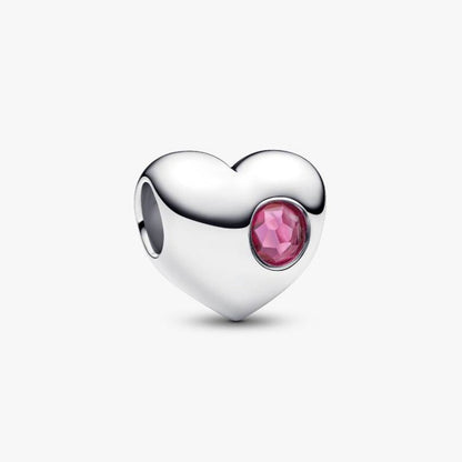 Cuore con Pietra Rosa Scuro Ottobre da incidere