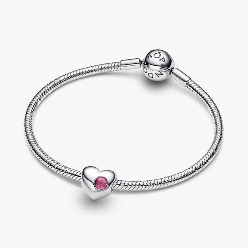 Cuore con Pietra Rosa Scuro Ottobre da incidere