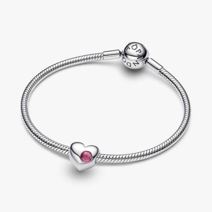 Cuore con Pietra Rosa Scuro Ottobre da incidere