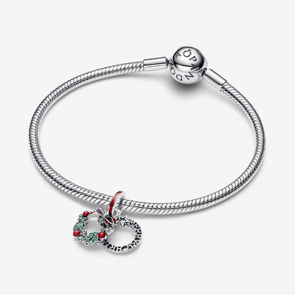 Charm Pendente Doppio Ghirlanda di Natale