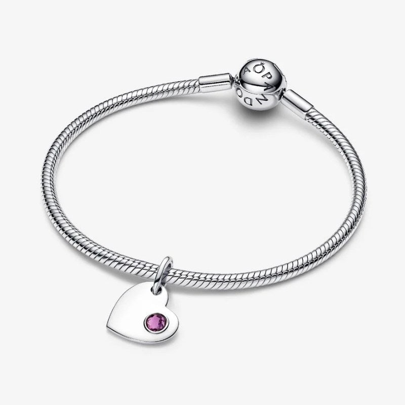 Charm Pendente Cuore con Pietra Viola Febbraio