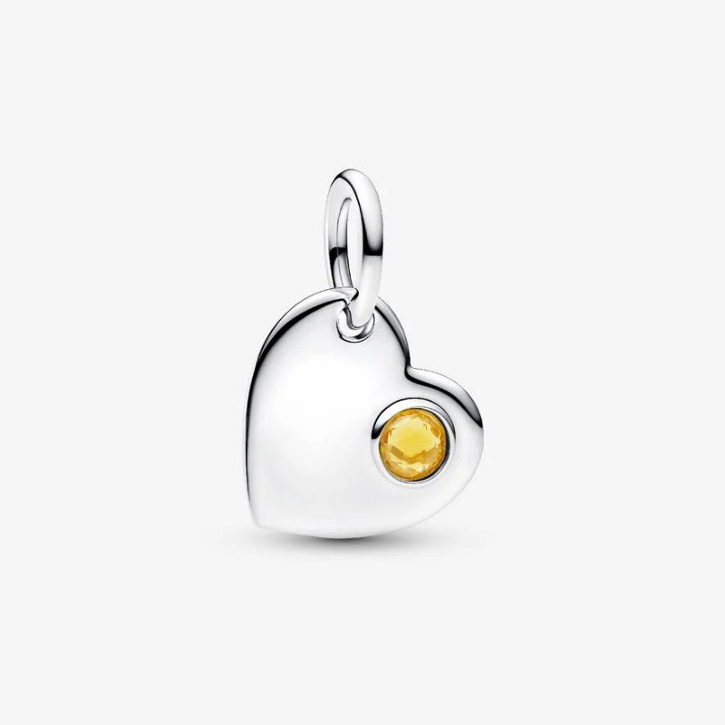 Charm Pendente Cuore con Pietra Miele