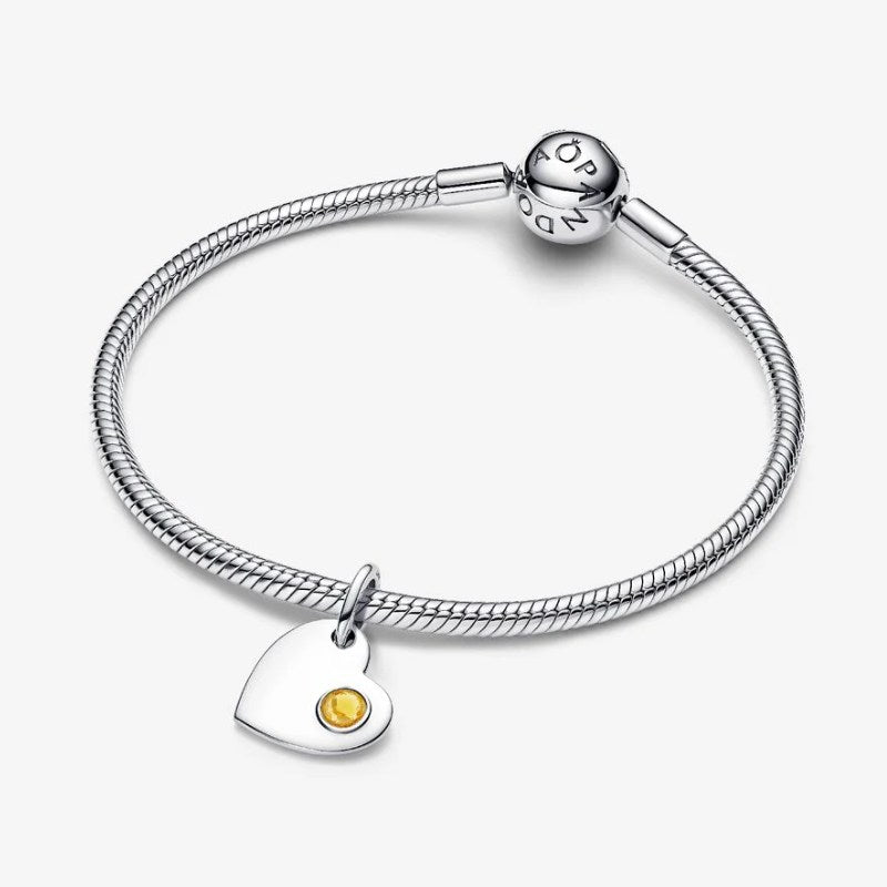 Charm Pendente Cuore con Pietra Miele