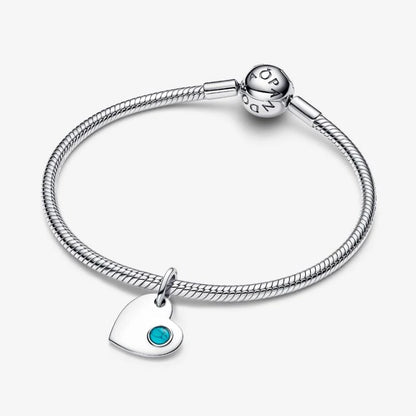 Charm Pendente Cuore con Pietra Turchese Dicembre