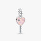 Charm Pendente Chiave a Cuore Opale Rosa