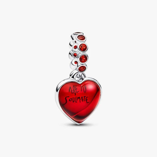 Charm Pendente Doppio Cuore Vetro di Murano Rosso