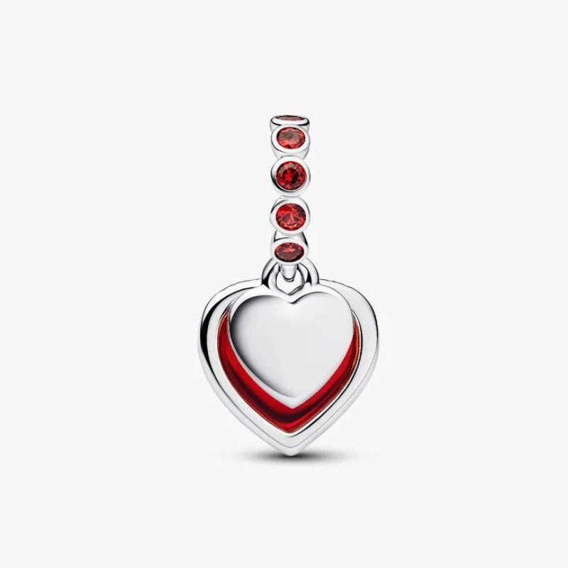 Charm Pendente Doppio Cuore Vetro di Murano Rosso