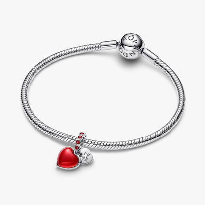 Charm Pendente Doppio Cuore Vetro di Murano Rosso