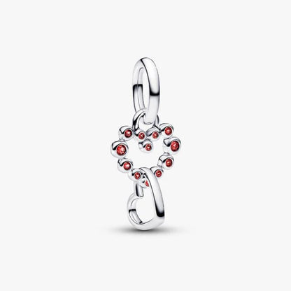 Charm Pendente Cuori Intrecciati con Cristalli Rossi