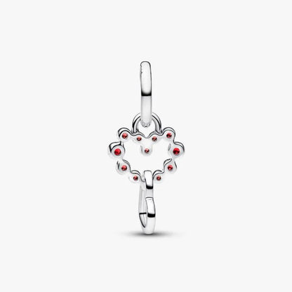 Charm Pendente Cuori Intrecciati con Cristalli Rossi