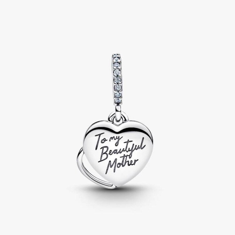 Charm Pendente Doppio Cuore Mamma Sei Bellissima