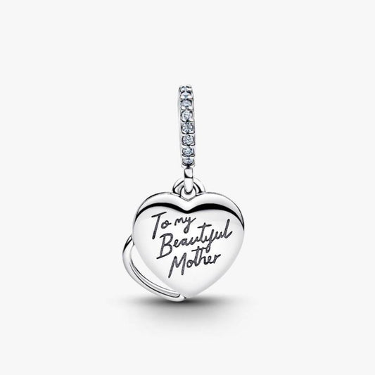 Charm Pendente Doppio Cuore Mamma Sei Bellissima