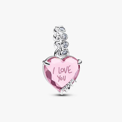 Charm Pendente Cuore Rosa Ti Voglio Bene Mamma