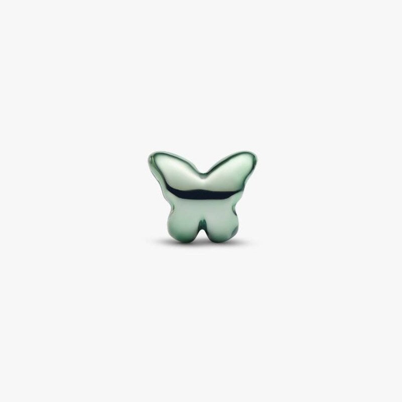 Mini Charm Farfalla effetto metallico verde