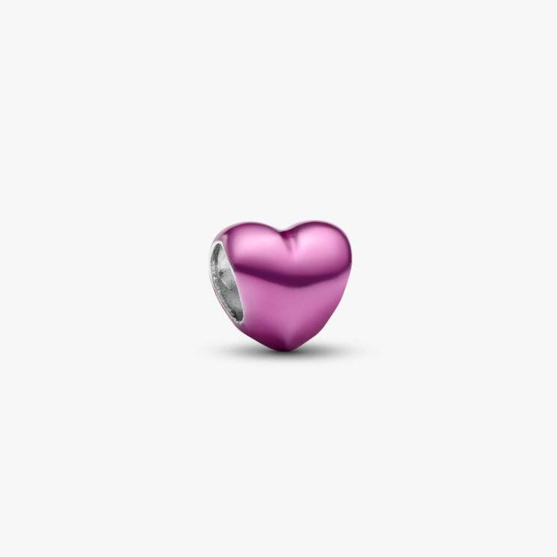 Mini Charm Cuore effetto metallico rosa