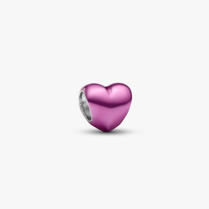 Mini Charm Cuore effetto metallico rosa