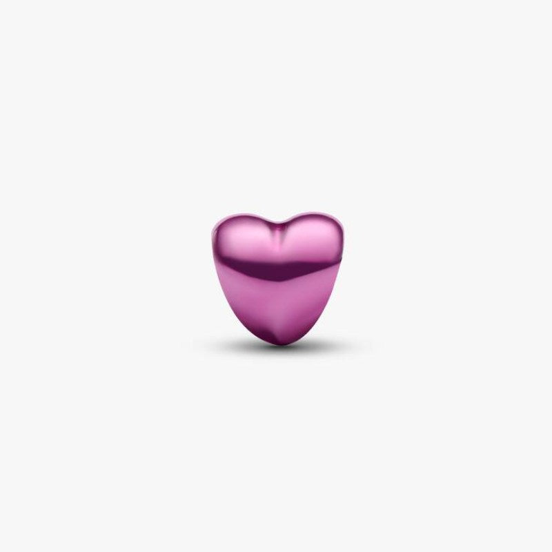 Mini Charm Cuore effetto metallico rosa