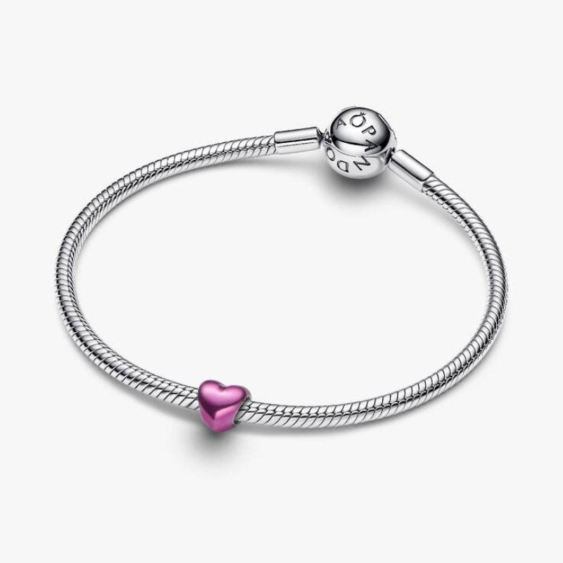 Mini Charm Cuore effetto metallico rosa