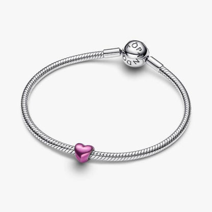 Mini Charm Cuore effetto metallico rosa