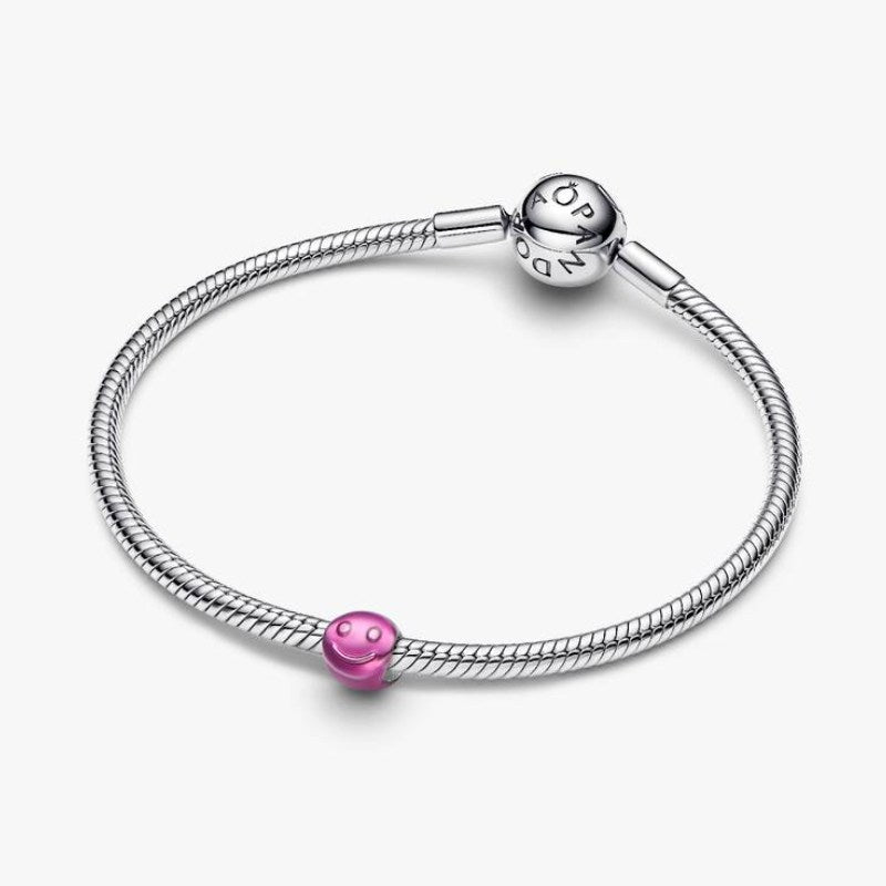 Mini Charm Smile effetto metallico rosa
